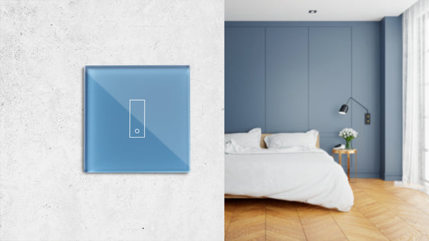 Kit de 5 Interrupteurs wifi compteur de consommation électrique - plaque de couleur bleue, réglable depuis l'appli sur votre smartphone, facile à installer